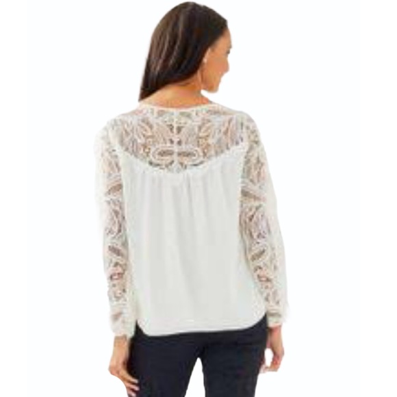 Lilly Pulitzer Keegan Long-Sleeve Lace-Yoke Top - Picture 2 of 6